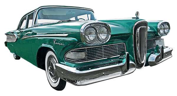 The Ford Edsel, infamous for its horsecollar grille and billion-dollar failure