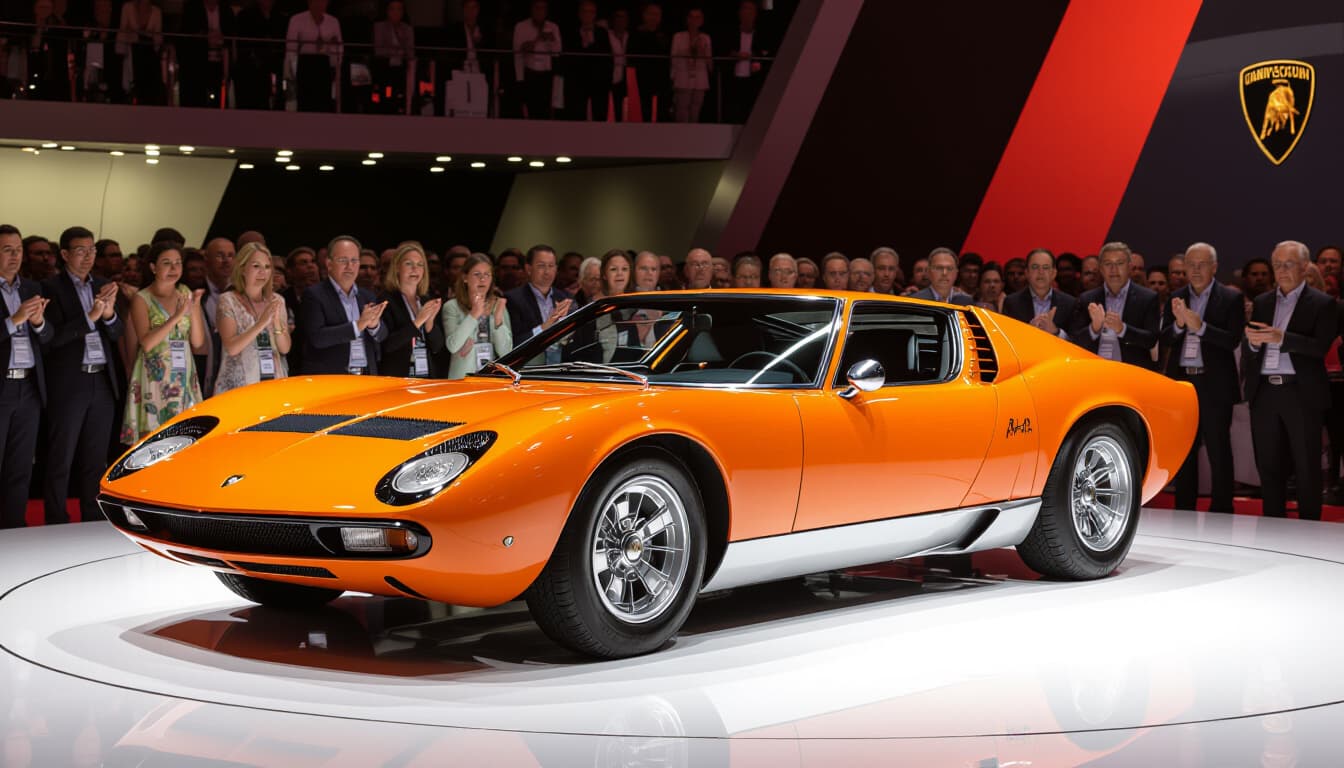 The Lamborghini Miura, the world's first supercar