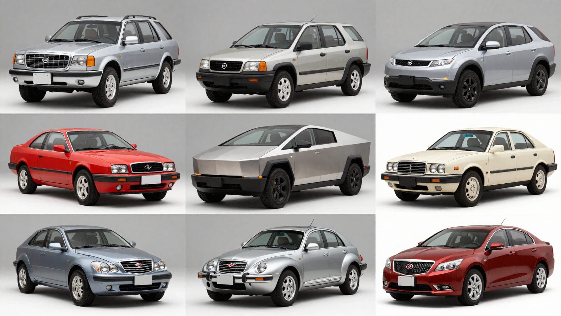 A collage of some of the ugliest cars ever made